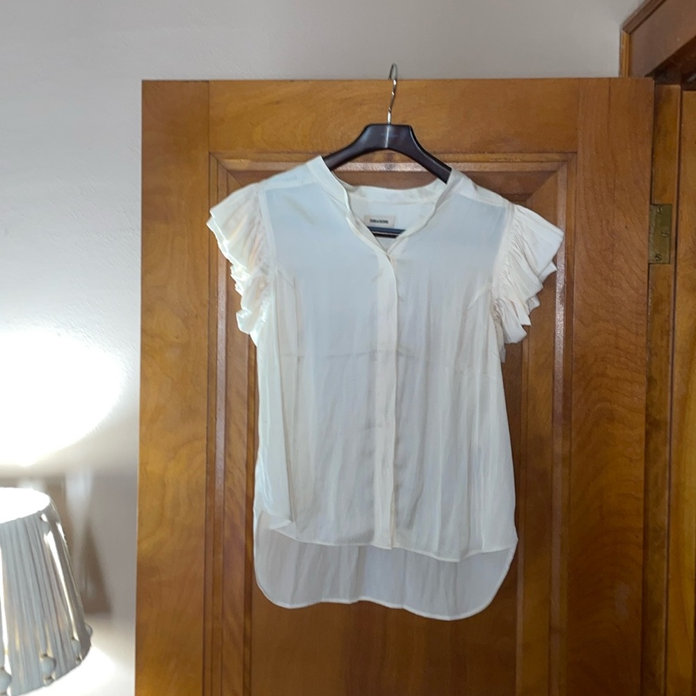 NWT Zadig & Voltaire Tiza Satin Craie blouse; Sz Small